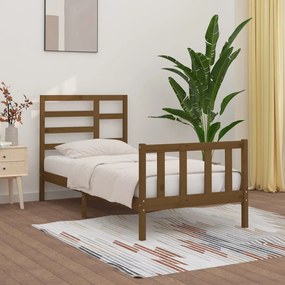 vidaXL Estrutura de cama 90x200 cm pinho maciço castanho mel
