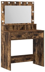 Mesa de Maquiagem vidaXL com Luzes LED em Carvalho Fumado 79x41x135 cm