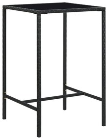 5 pcs conjunto de bar para jardim vime PE preto