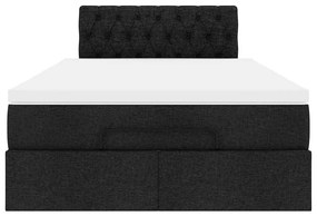 Cama otomana com colchão 120x200 cm tecido preto