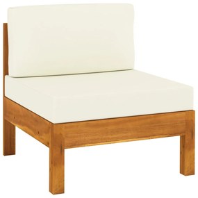 310646 vidaXL Sofá de centro c/ almofadões branco nata acácia maciça