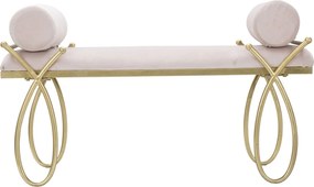 BANCO RIBBON 112,5X49X53 CM ROSA E DOURADO