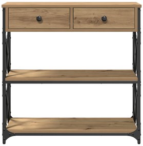 Mesa de Console vidaXL Carvalho Artesanal 75x28x75 cm Madeira e Aço