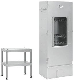 vidaXL Defumador com mesa aço galvanizado