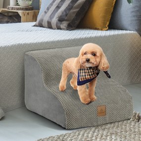 Rampa de espuma para cães Escada de 2 níveis para animais de estimação com cobertura lavável Base antiderrapante Degraus para cães para sofá-cama Cinz