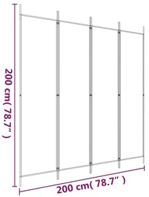 Biombo/divisória com 4 painéis 200x200 cm tecido castanho