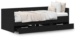 Cama de Dia Carvalho Preto Madeira de Engenharia 90 x 190 cm
