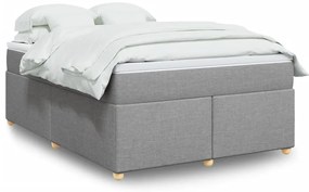 vidaXL Cama com molas/colchão 140x200 cm tecido cinzento-claro
