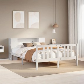 Cama com estante sem colchão 160x200 cm pinho maciço branco