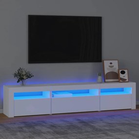 Móvel de TV com luzes LED 195x35x40 cm branco