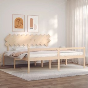 vidaXL Cama para idosos com cabeceira 200x200 cm madeira maciça