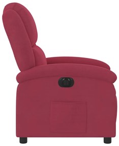 Poltrona elétrica reclinável veludo vermelho tinto