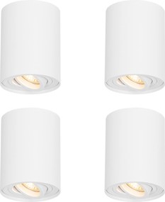 Conjunto de 4 focos de teto modernos brancos giratórios e inclináveis - Rondoo Up