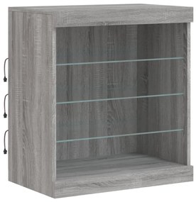 Aparador com luzes LED 142,5x37x67 cm cinzento sonoma