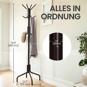 Cabide de metal com 12 ganchos 55 x 55 x 180 cm castanho