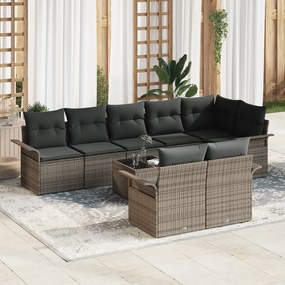 vidaXL Conjunto de Sofá de Jardim com 8 Peças e Almofadas Preto em Rattan Sintético