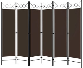 Divisória de quarto com 6 painéis 240x180 cm castanho