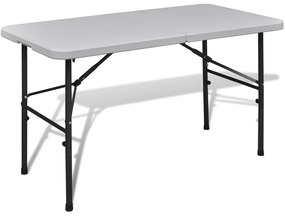 41568 vidaXL Mesa de jardim dobrável 122 cm HDPE branco