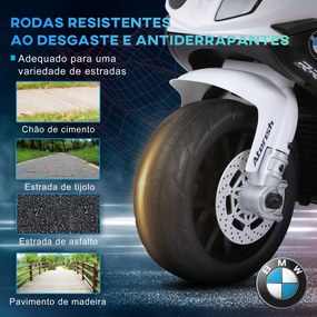 Mota Elétrica BMW para Crianças entre 18-36 Meses 6V com Faróis Música e Velocidade Máx. de 2,5 km/h 66x37x44 cm Preto