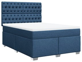 Cama com molas/colchão 140x200 cm tecido azul