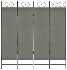 vidaXL Divisória de quarto com 4 painéis 160x180 cm antracite