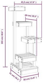 Árvore para gatos 45,5x49x103 cm madeira de pinho maciça