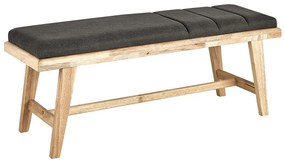 Banco de madeira clara com assento estofado em tecido cinzento escuro PHOLA Beliani