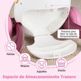 Andador Montessori para Bebés com Música Luzes Classificador Formas Engrenagens Giratórias Rosa