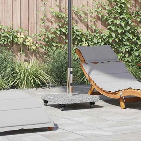 vidaXL Base de Parasol com Rodas para Postes Ø38/48mm Granito Cinza 30 kg Quadrado