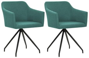 Cadeiras de jantar giratórias 2 pcs tecido verde