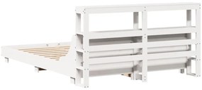 Cama sem colchão 135x190 cm madeira de pinho maciça branco