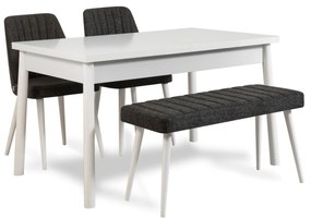 Conjunto de Mesa e Cadeiras Costa – Branco e Antracite – Mesa: 120x77x
