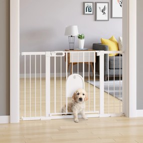 Barreira de Segurança de Animais de Estimação para Escadas e Portas com Aberturas de 75-131 cm com 3 Extensões Branco