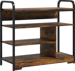 HOMCOM Sapateira 4 níveis, design aberto, estrutura metálica, pés ajustáveis, 70x30x65 cm, Castanho/Preto | Aosom Portugal