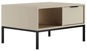 Mesa de Centro "AUSTIN" de 2 Gavetas - 45×100×60 cm - Creme e Preto -