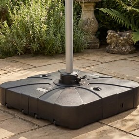 Base para guarda-sol de exterior com rodas 88 x 88 cm, de alta resistência, enchimento com água ou areia, portátil, para terraço, jardim ou piscina, P