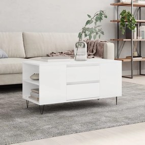 vidaXL Mesa centro 102x44,5x50cm derivados de madeira branco brilhante