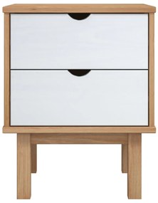 Mesa DE cabeceira OTTA 45x39x57 cm pinho maciço castanho/branco