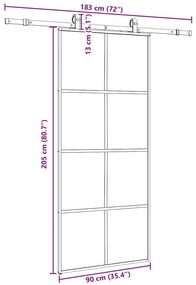 Porta deslizante c/ conj. ferragens 90x205cm vidro ESG preto