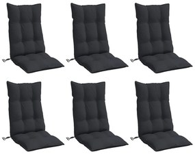Almofadões p/ cadeira encosto alto 6 pcs tecido oxford preto