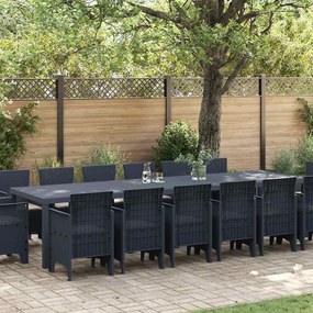 vidaXL Conjunto de Jantar para Jardim de 15 Peças com Almofadas em Rattan Sintético Antracite