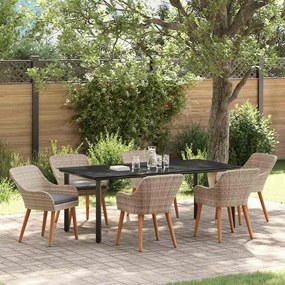 Conjunto de sala de jantar 7 pcs Cinza claro e preto