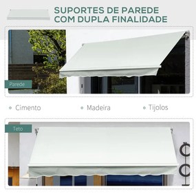 Toldo de Parede Retrátil com Manivela - 200x295 cm - Creme