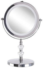 Espelho de maquilhagem LED prateado ø 20 cm LAON Beliani
