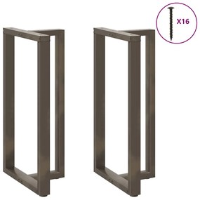 Pés de mesa de bar em forma de T, 2 peças, preto, 60x35x(110-111) cm,