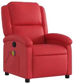 Poltrona de massagens reclinável couro artificial vermelho