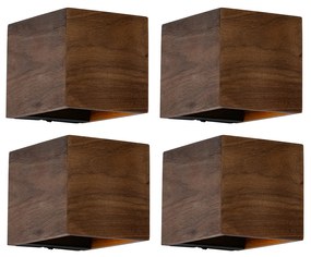 Conjunto de 4 Apliques Inteligentes em Madeira de Nogueira com Wi-Fi G9 - Transfer