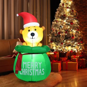 Urso de Natal 1,5 m  Insuflável Decoração de Natal Insuflável com material impermeável Ideal para Jardim Lojas