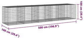 Cesto gabião com cobertura 500x100x100 cm ferro galvanizado