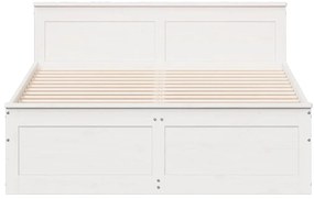 Cama sem colchão com cabeceira 160x200 cm pinho maciço branco